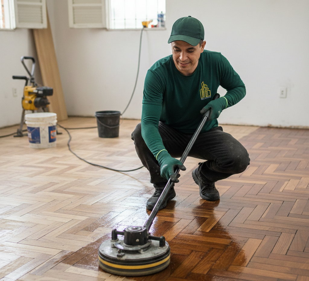 Reforma em Taco de Madeira e sinteco